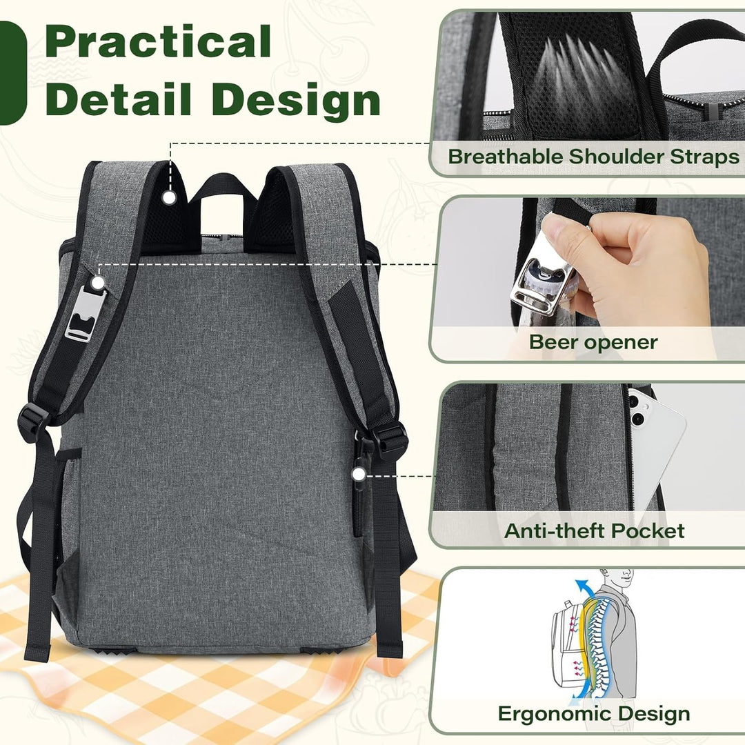 NEWHEY Kühlrucksack 30L Wasserdichtes Isolierter Kühltasche Grosse Kapazität Thermo Picknickrucksack
