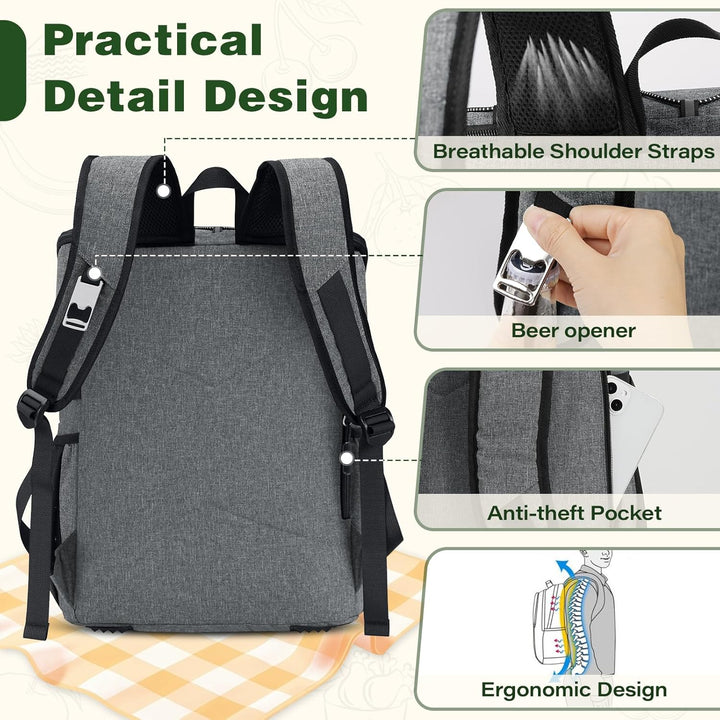 NEWHEY Kühlrucksack 30L Wasserdichtes Isolierter Kühltasche Grosse Kapazität Thermo Picknickrucksack
