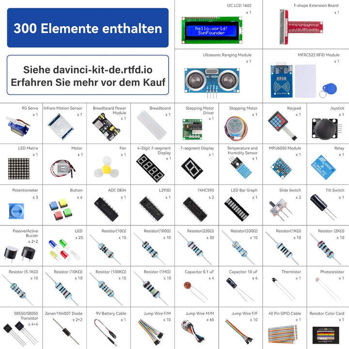 SUNFOUNDER Raspberry Pi Starter Kit für Raspberry Pi 4B 3 B+ 400, 537 Seiten, Python C Java Scratch