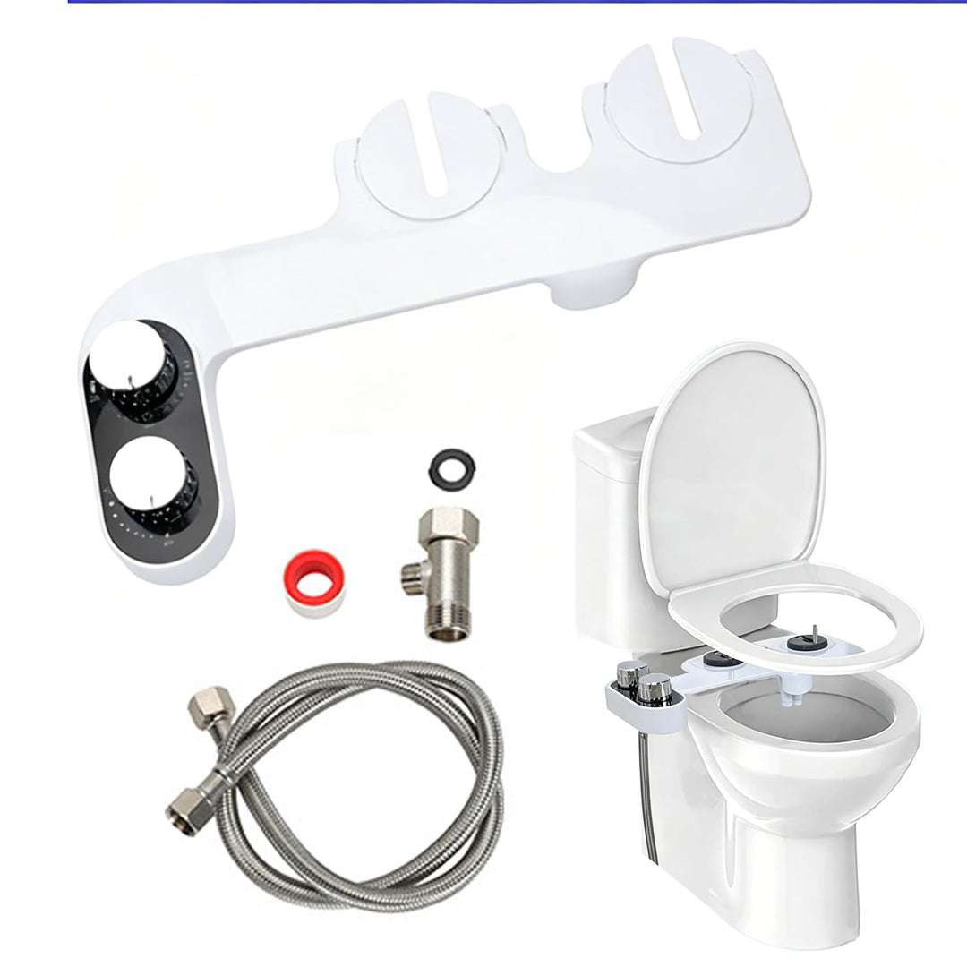Bidet Aufsatz für Toilette, Bidet-Toilettenaufsatz, Einhand-Duscharmatur mit Zwei Strahldüsen, Einst