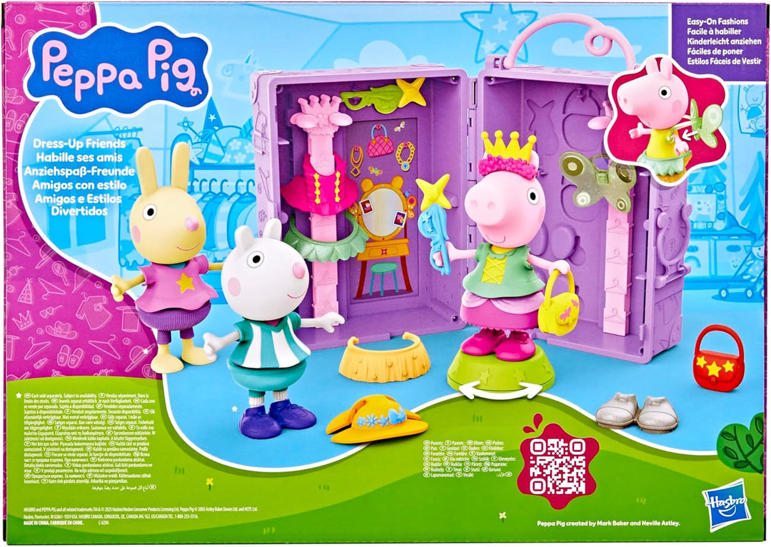 Peppa Pig Peppas Anziehspass-Kleiderschrank Spielset, Figur, 14 Mode-Accessoires und Aufklebern, int