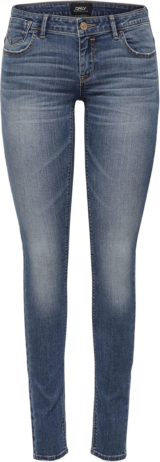 ONLY Female Skinny Jeans ONLCORAL Sehr niedrige Taille Skinny Fit Jeans 26W / 34L Dark Blue Denim, 2