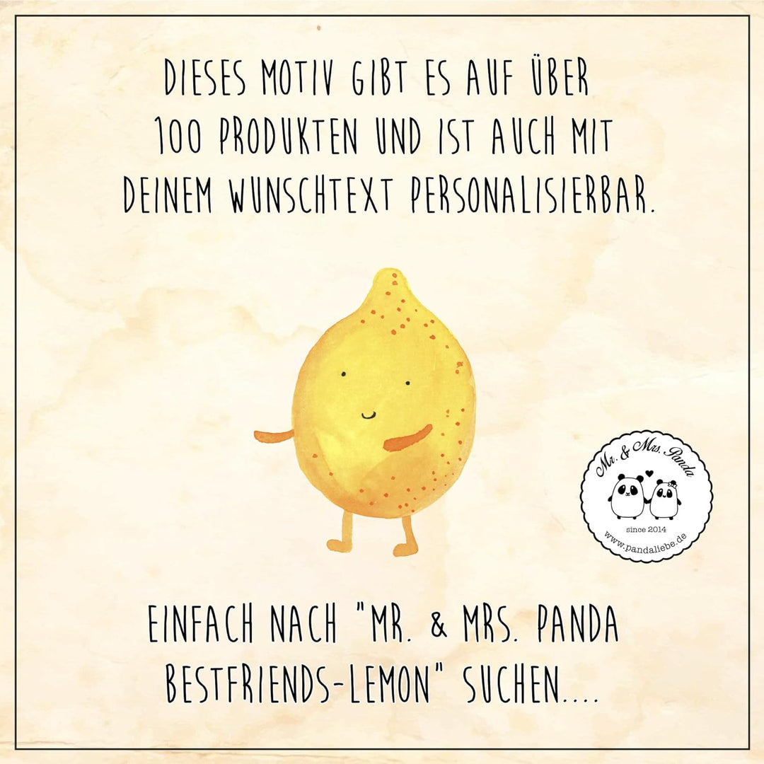 Mr. & Mrs. Panda Tablett Beste Freunde Zitrone - Geschenk, serviertablett aus Holz, kaffeetablett, F