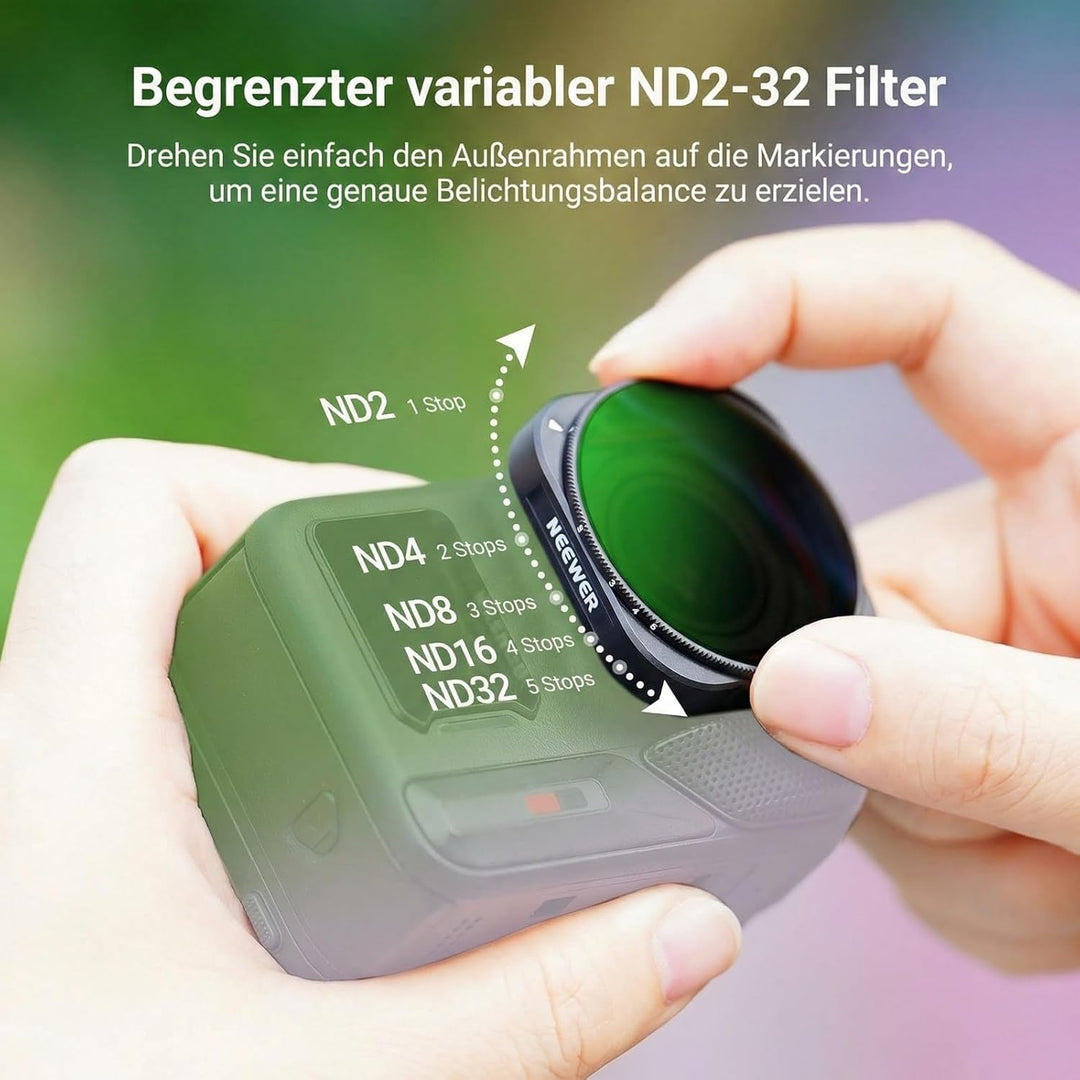 NEEWER Variabler ND-Filter, kompatibel mit Insta360 Ace Pro Insta 360 Ace Pro 2, ND2-32 Action-Kamer