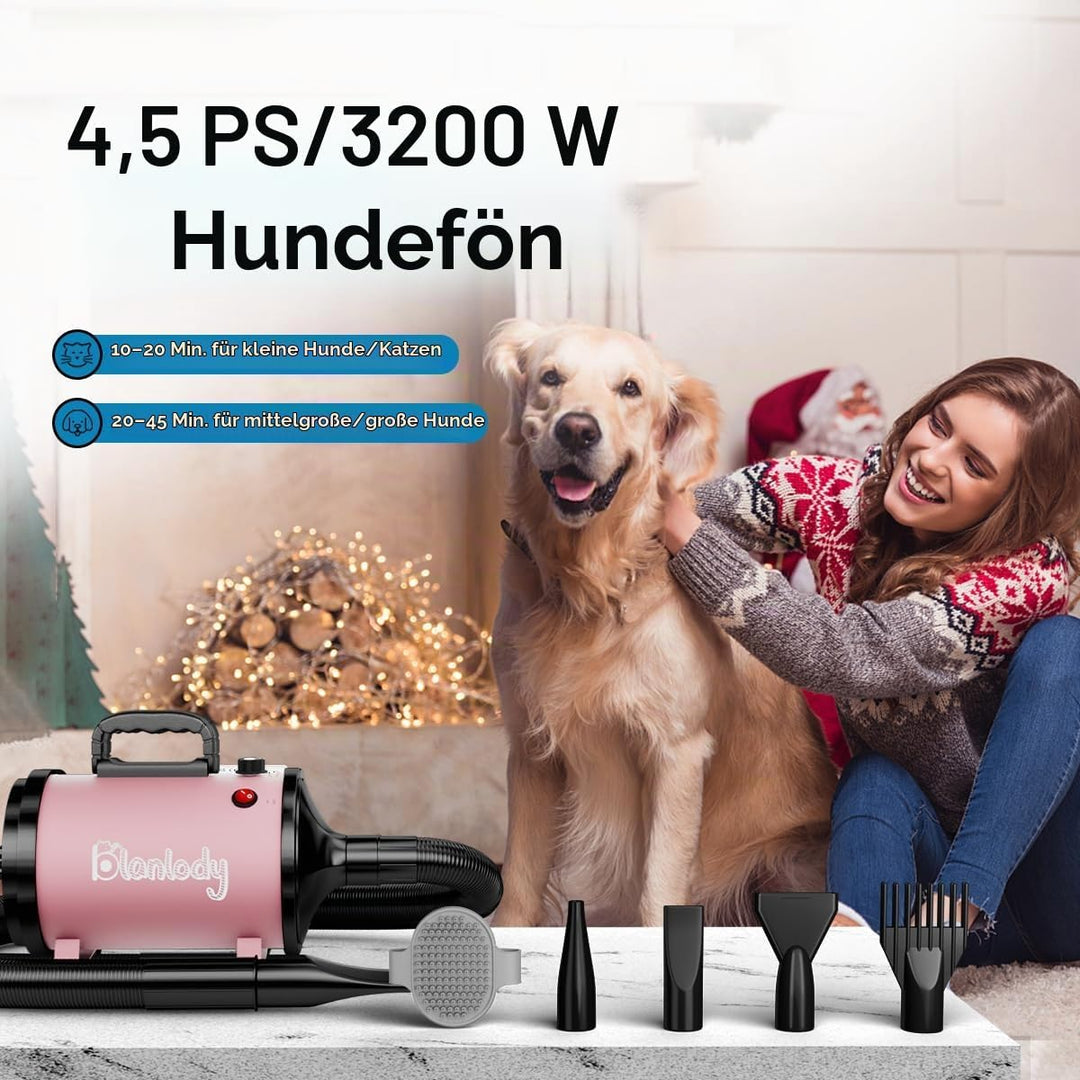 Hundefön Blower Sehr Leise 4.5 PS / 3200W Rosa, Rosa