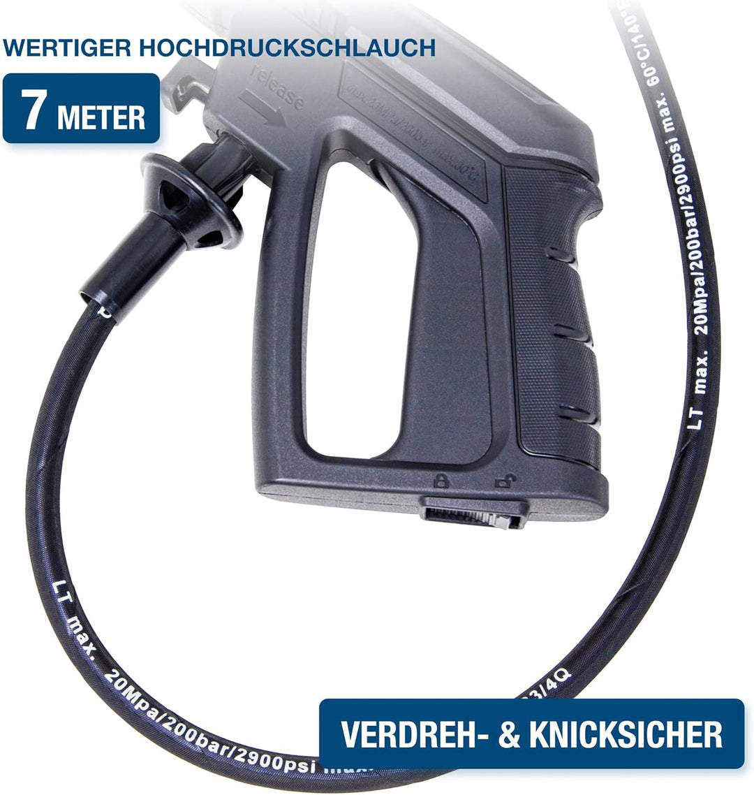 HYUNDAI Hochdruckreiniger HPW1800CE, max. 140 bar - 420 l/h, 1800 W, verdreh-sicherer 7 m Schlauch i
