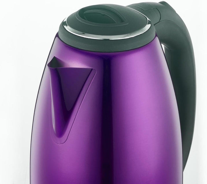 Herzberg, HG5011-PUR, 1.8L Edelstahl kabelloser Wasserkocher in Violett, 1500W Flachbodenwiderstand,