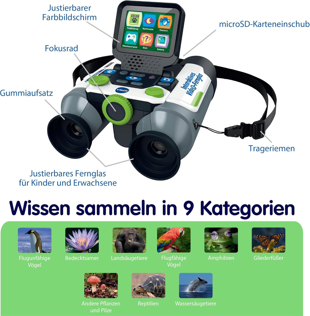 VTech Interaktives Video-Fernglas – Mit eingebauter Kamera, 10-facher Vergrösserung und beeindrucken