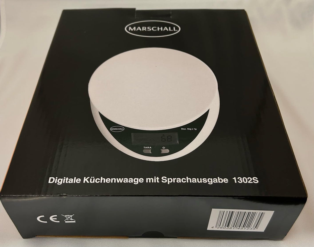 Deutsch sprechende digitale Küchenwaage I 1302S I Waage mit grossem LCD Display I Tragkraft bis 5000