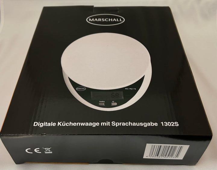 Deutsch sprechende digitale Küchenwaage I 1302S I Waage mit grossem LCD Display I Tragkraft bis 5000