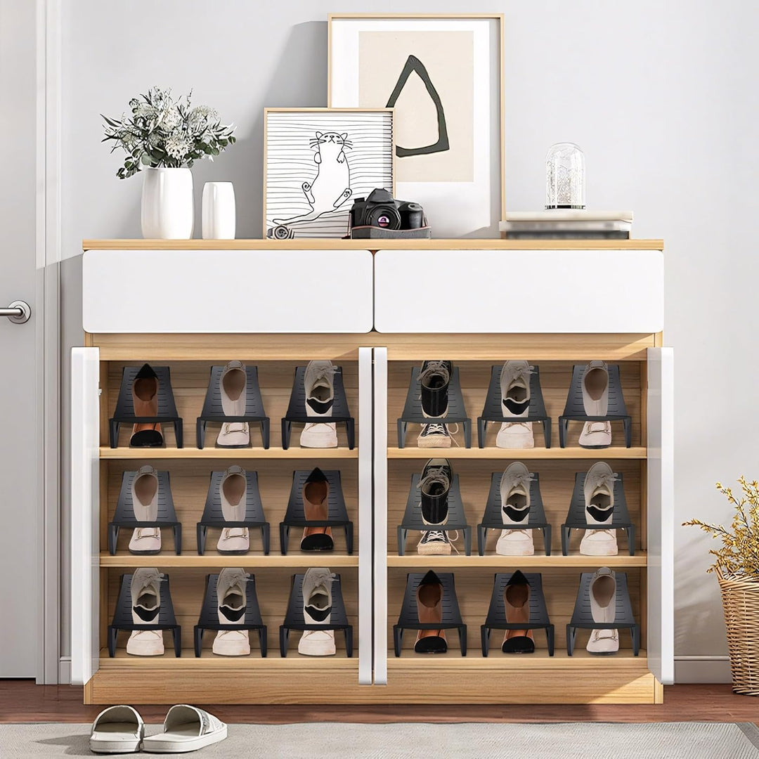 10x rutschfest Schuhregale Schuhschlitze Organizer für Schrank Schuhhalter Stapelbar Schuhorganizer