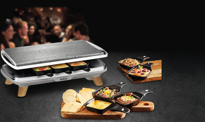 Tefal Pierrade Gourmet Raclette, Steinrake, 2-in-1, für den Innenbereich, 1350 W, Naturstein, 8 Maxi