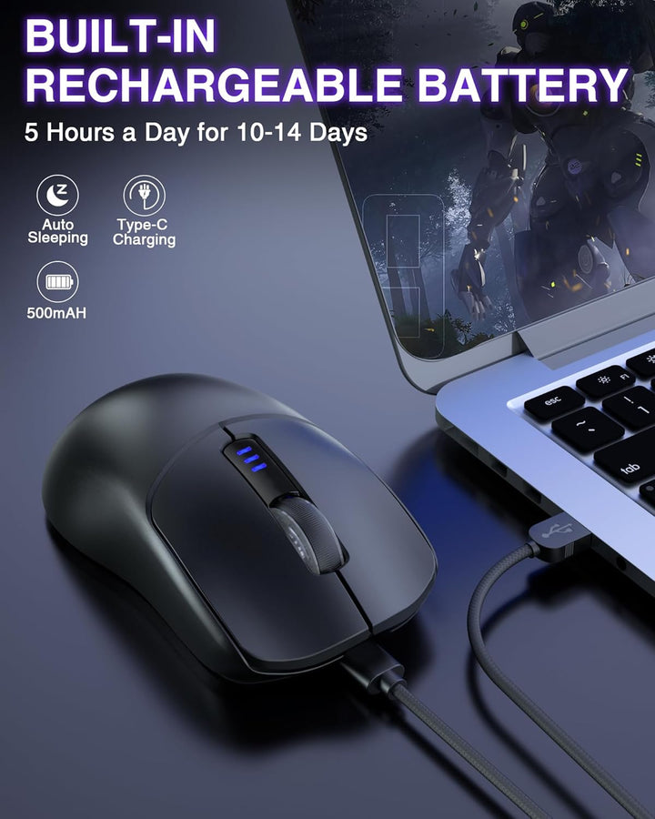 AULA SC580 Gaming Maus Kabellos,2.4GHz/USB-C/BT Wireless Gaming Mouse,12000DPI,6 Programmierbare Tas