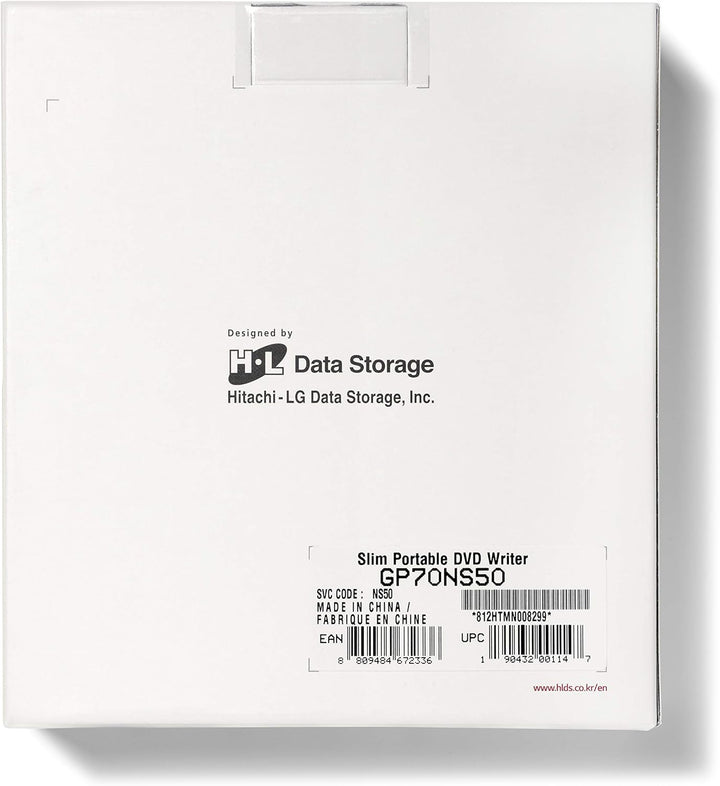 Hitachi-LG GP70 External DVD Drive, Slim Portable DVD Player/Writer for Laptop, Desktop PC, USB 2.0,