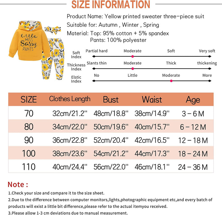 EDOTON Baby Mädchen Outfit 2 Stücke Set Gestreifte Blumen Hoodies mit Tasche Top + Lange Hosen Sweat