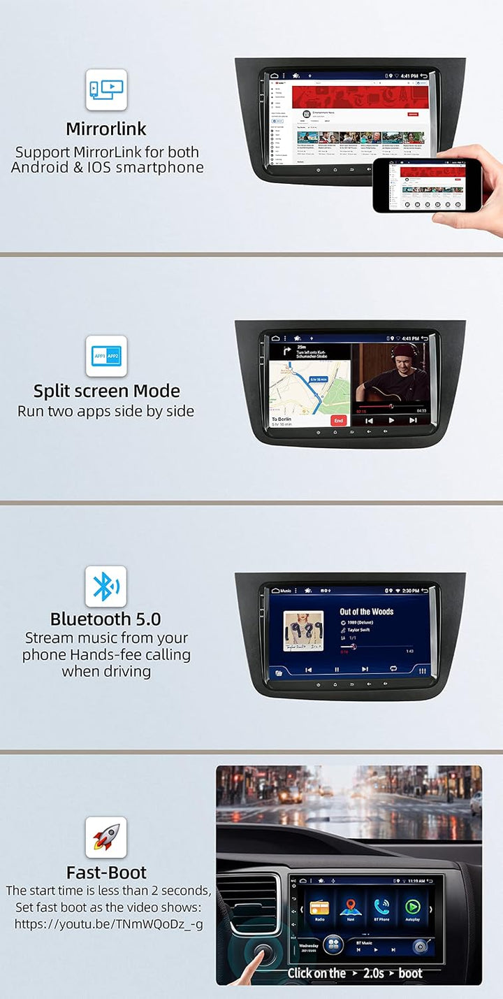JOYX Android 12 IPS Autoradio Passt für Seat Altea (2004-2015) / Toledo (2004-2009) - 4G+64G - Einge