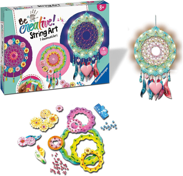 Ravensburger 18235 String Art Maxi:Dreamcatcher, String Art Bastelset für Kinder ab 8 Jahren, Kreati