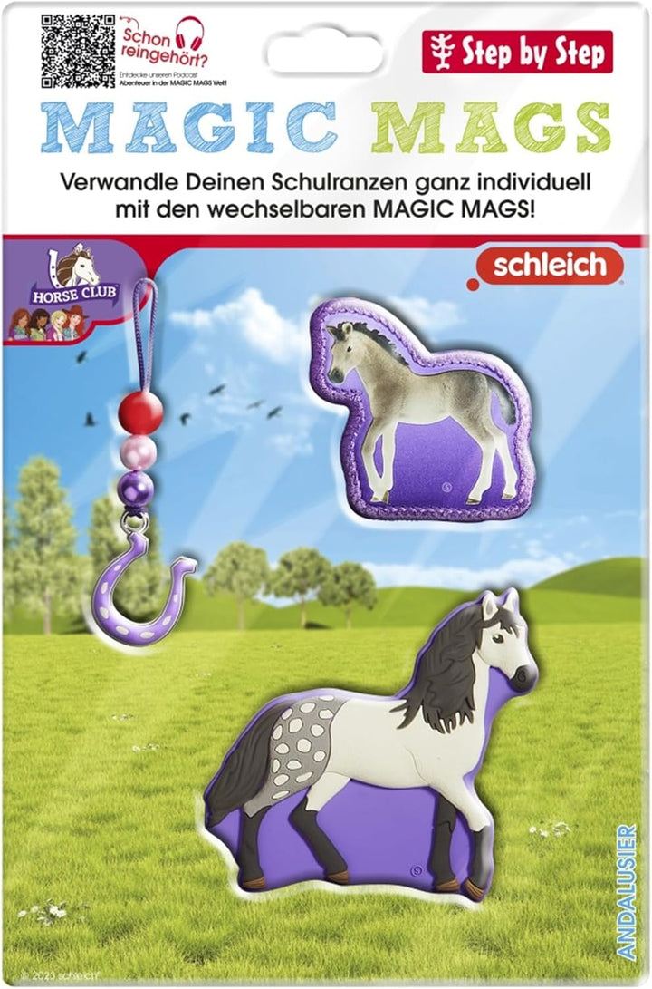 Step by Step Magic MAGS Schleich Horse Club, Andalusier, lila, 3-TLG, 2 Magnet-Applikationen & 1 Anh