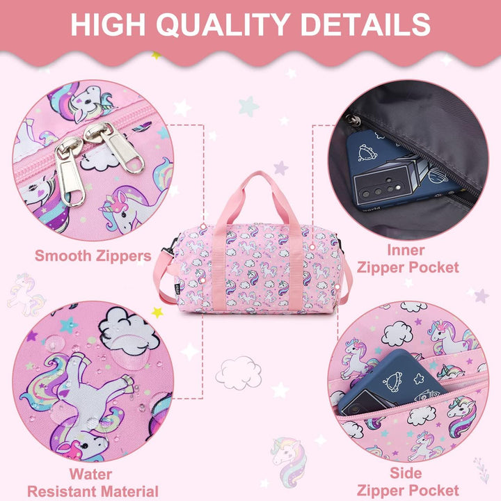 Sporttasche Kinder Mädchen,RAVUO Wasserdicht Reisetasche Trainingstasche Mit Nassraum, Duffle Bag Sc