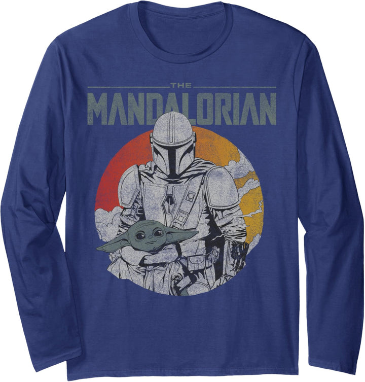 Star Wars The Mandalorian The Child Sunset Portrait Logo Langarmshirt