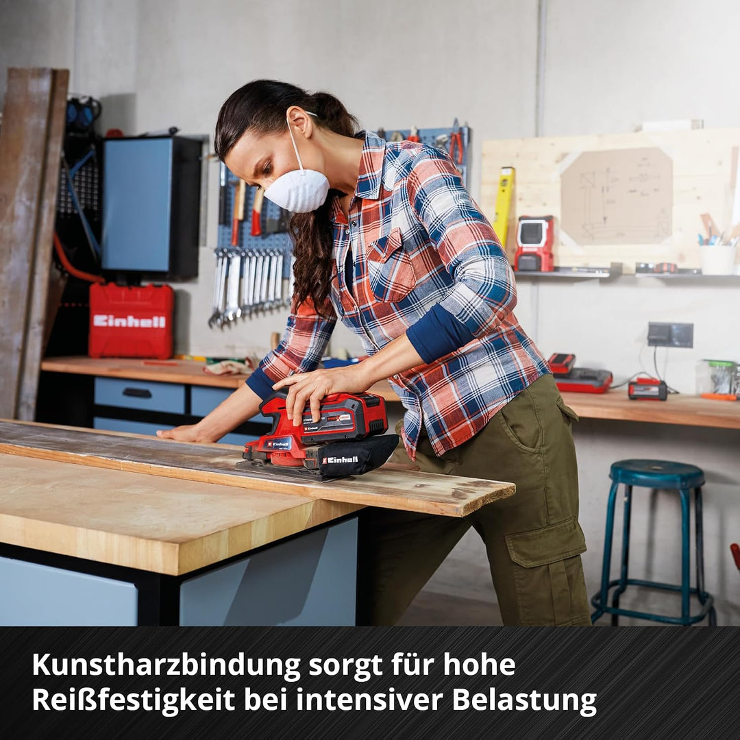 Einhell Schleifpapierrollen-Spender, 93 mm x 15 m | 4 Rollen | Körnung 150 / 240 / 320 / 400 | Alumi