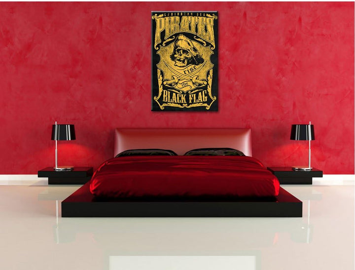 Dark Panique black Bild auf Leinwand, XXL riesige Bilder fertig gerahmt mit Keilrahmen, Kunstdruck a