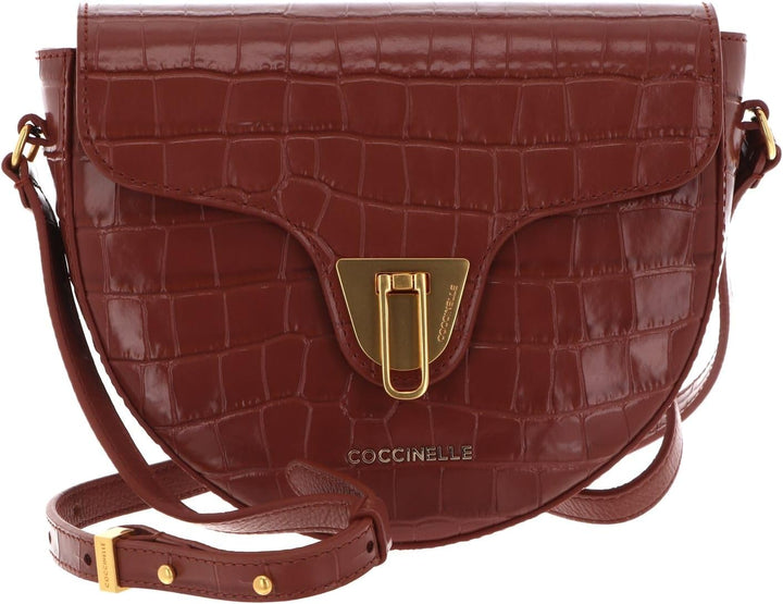 Coccinelle Beat Croco Shiny Soft Crossover Bag Cinnamon