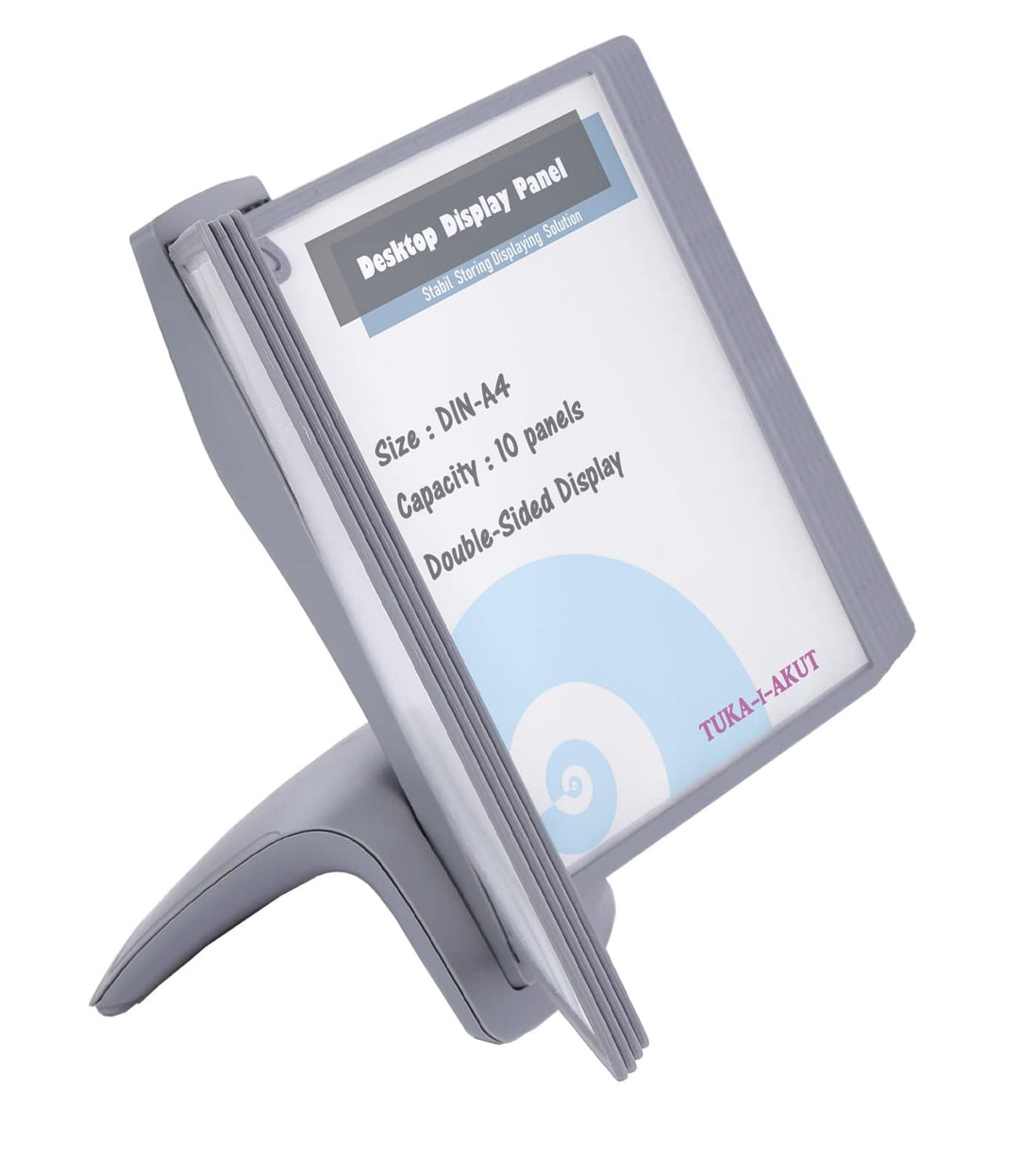 TUKA-i-AKUT Tisch-Sichttafel Aufsteller mit 10 Sichttafeln, DIN A4 Desktop Sichttafel System, Sichtt