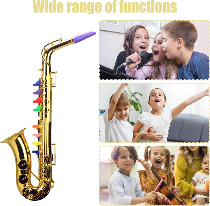 Spielzeug-Saxophon – 13 x 36 cm, goldenes Kinder-Trompetenspielzeug, fördert die Kreativität | ABS-M