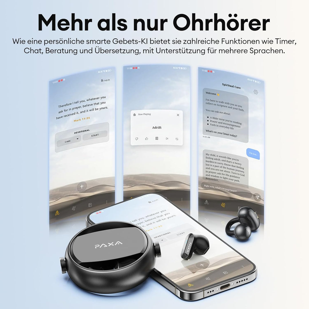 PAXA 2-in-1 Open-Ear Clip-On Bluetooth Kopfhörer mit StillVoice App, Kabellose Ohrhörer Bluetooth 6.