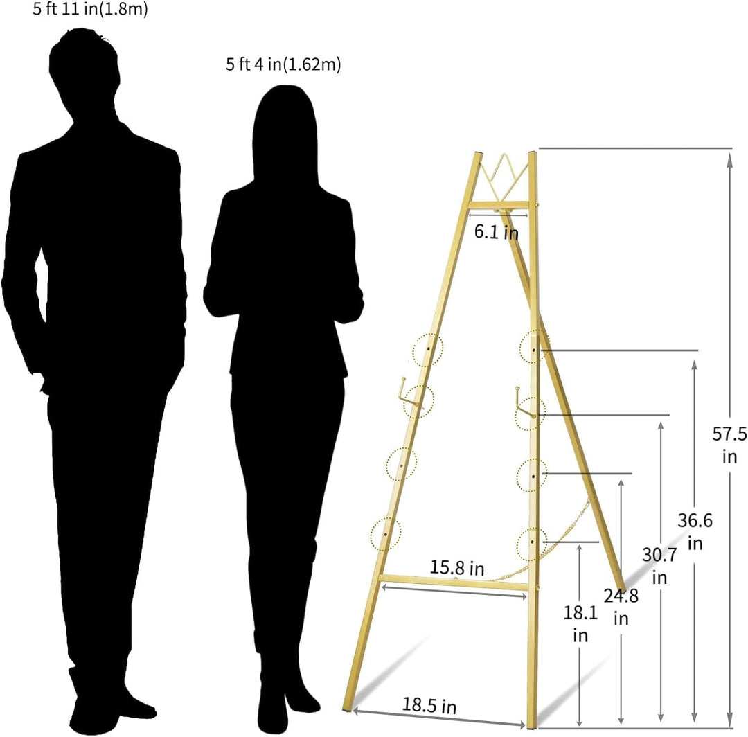 WATIHERE Goldener Staffelei-Ständer für Hochzeitsschilder, keine Montage erforderlich, verstellbar,
