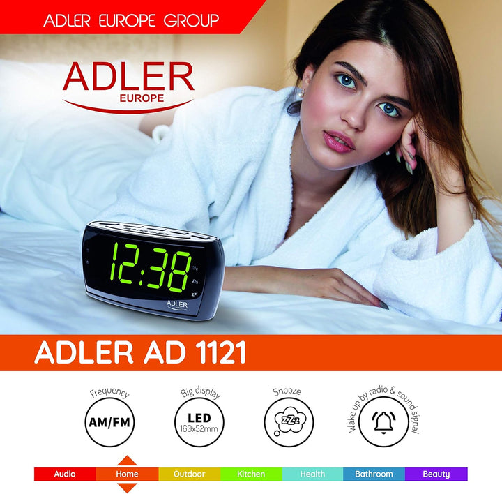 Radiowecker Uhrenradio Uhr Wecker AM/FM Radio Helligkeitsregler mit extra grossem Display Single, Si