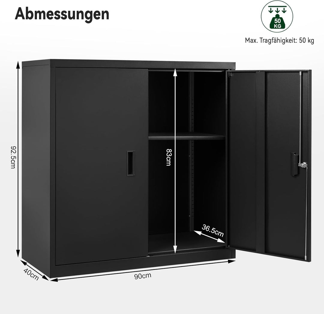WOLTU Aktenschrank abschliessbar, Ordnerschrank mit höhenverstellbarem Einlegboden, Metallschrank mi