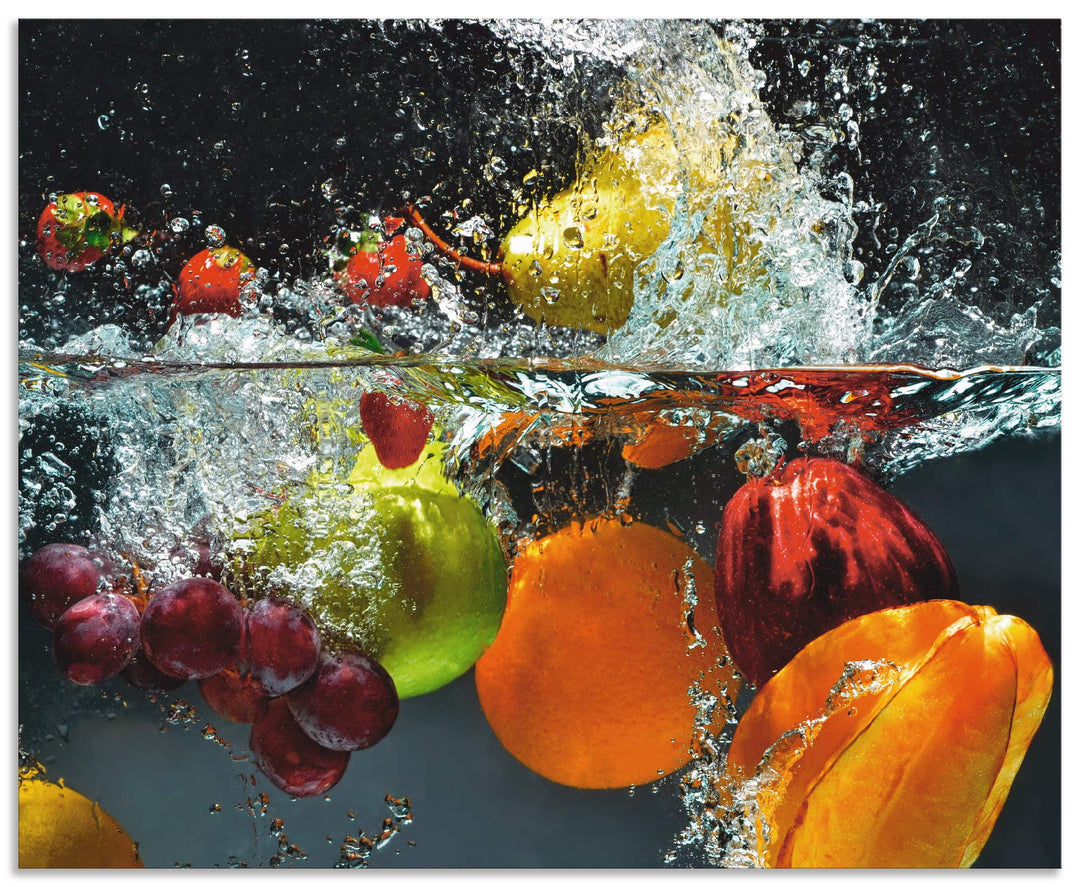 ARTland Spritzschutz Küche aus Alu für Herd Spüle 80x65 cm (BxH) Küchenrückwand mit Motiv Essen Obst