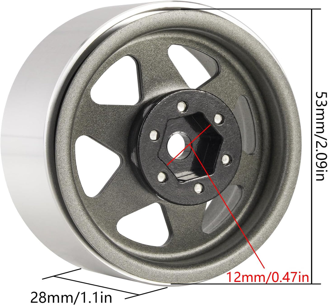 INJORA 1.9 Beadlock Felge Offset -8.9mm Metall Deep Dish Nabe für 1/10 RC Crawler Car TRX4 Axial SCX