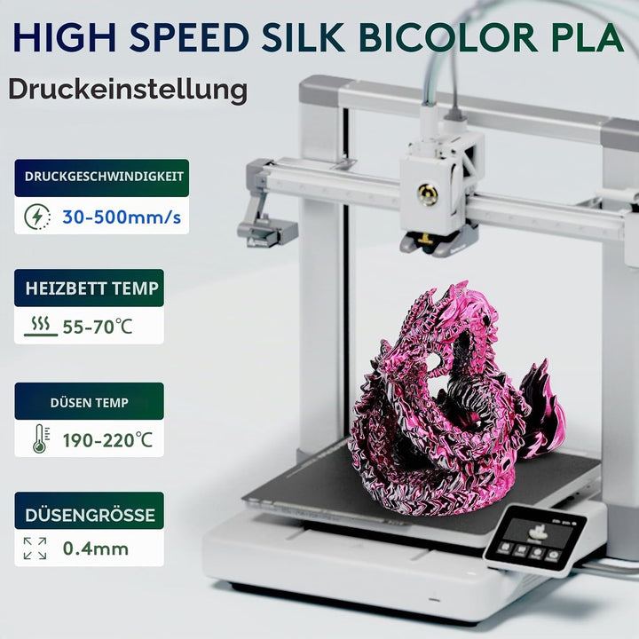 ERYONE Silk Dual Color Filament PLA 3D Printer 1.75mm, -0.03mm, Coextrusion Filament PLA Shiny Filam