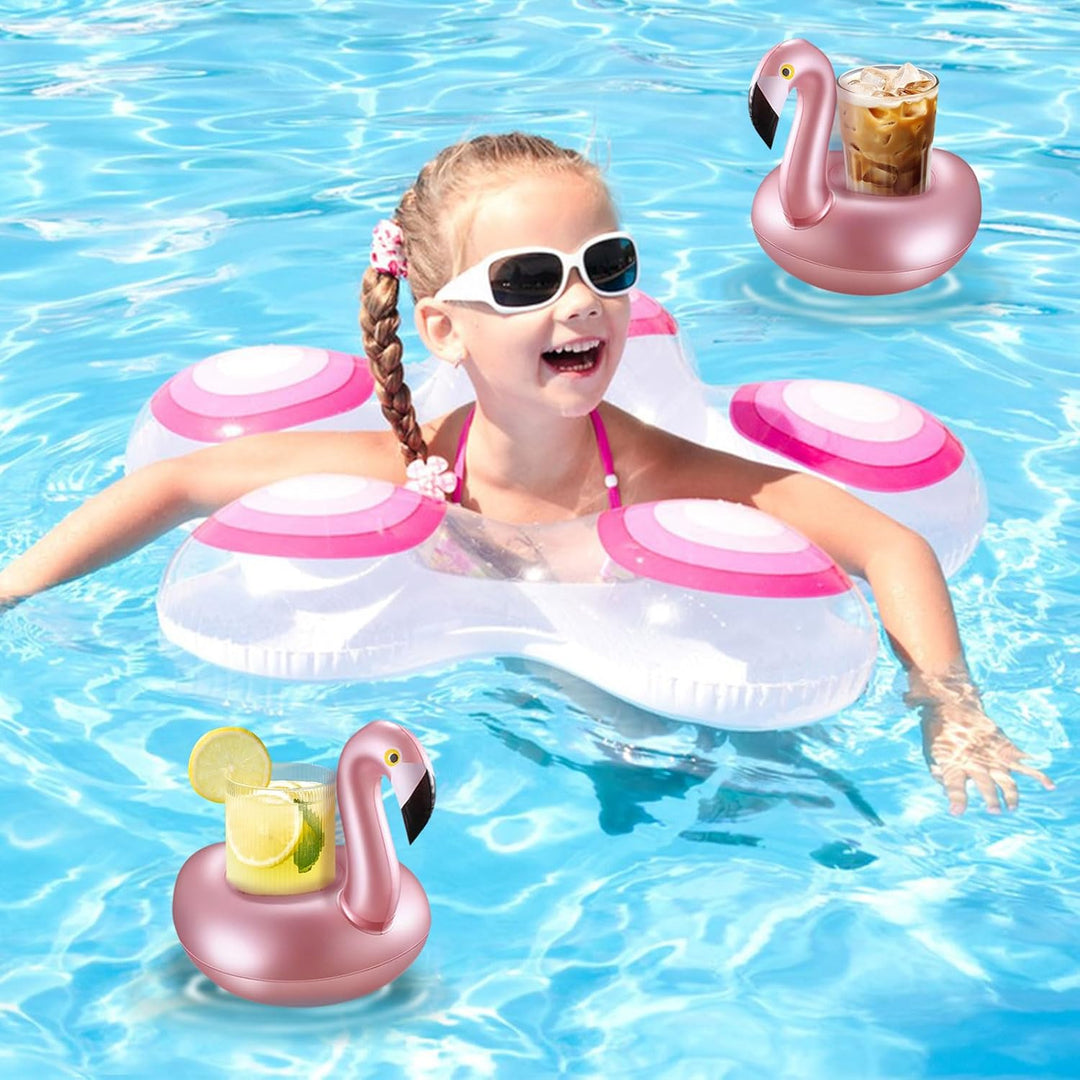 Aufblasbarer Getränkehalter Flamingo, 12 Stück Flamingo Schwimmring Getränke, Flaschenhalter Pool Sc