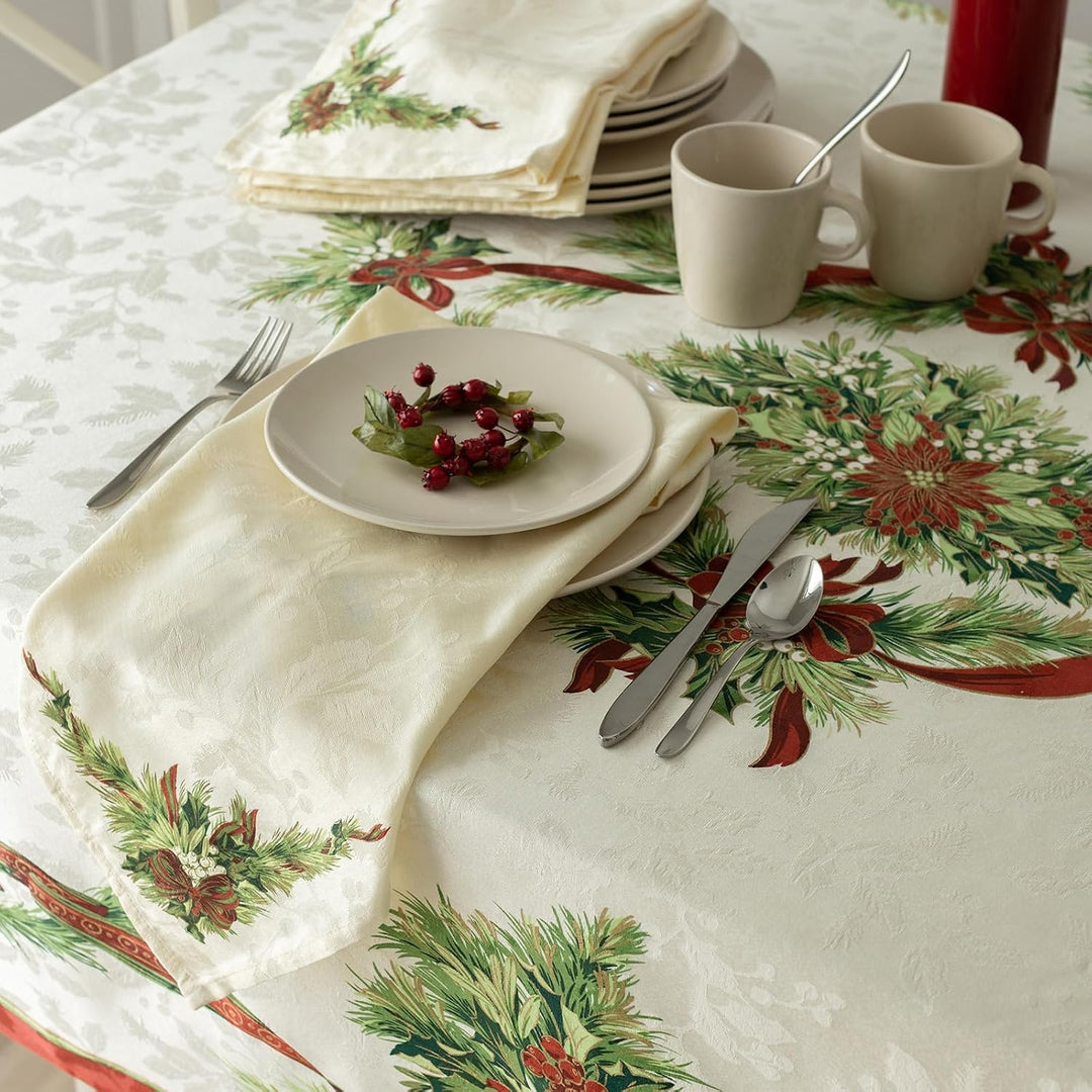 Benson Mills Tischdecke mit Weihnachtsbändern, Bedruckt, für Winter, Urlaub und Weihnachten (152,4 x