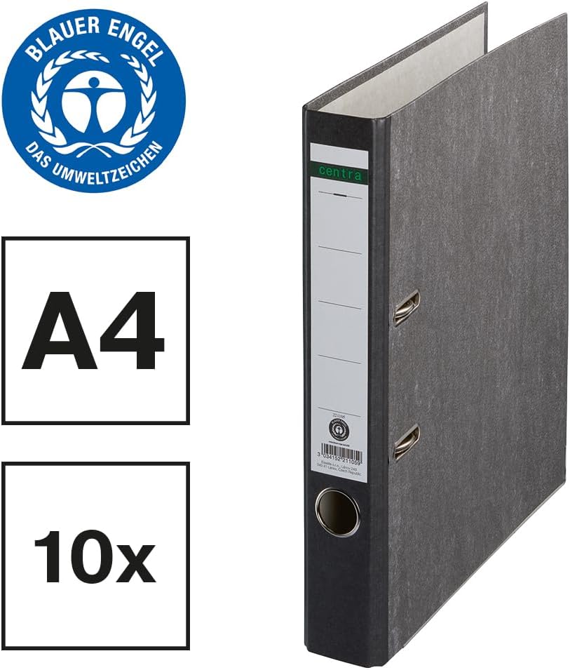 Centra Standard-Ordner, Wolkenmarmor, 10er Pack, Recycling, Blauer Engel, LGA Zertifikat, A4, 5,2 cm