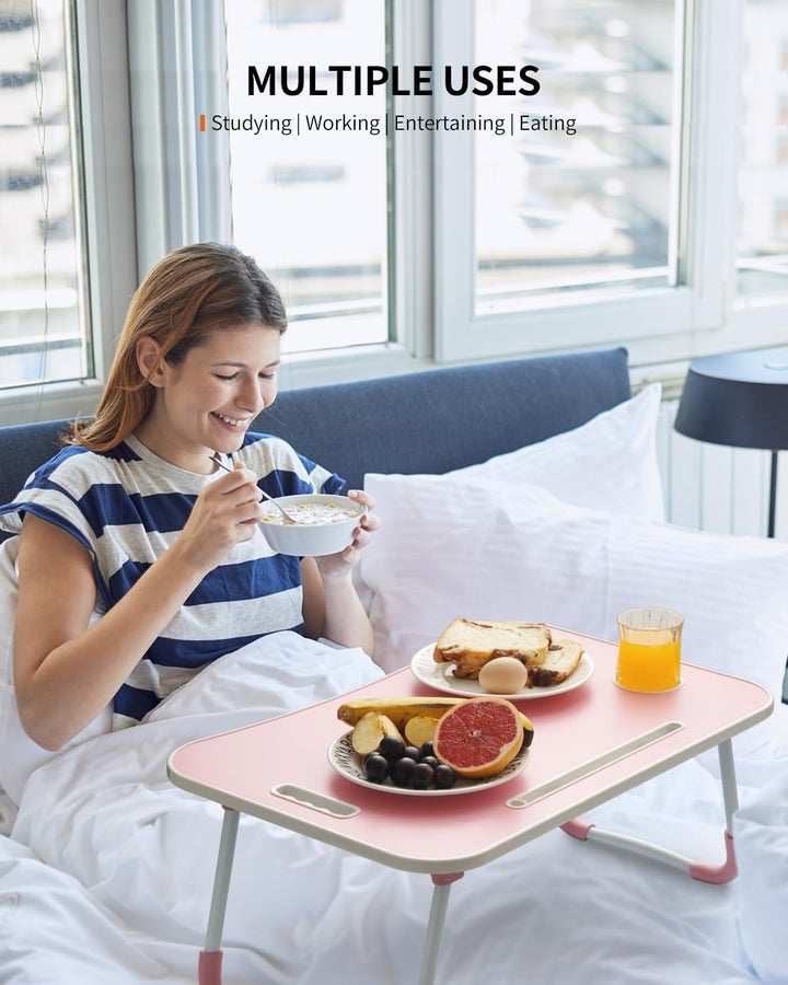 Faltbarer Laptoptisch, tragbarer Schossschreibtisch, Betttisch, Laptopständer mit Getränkehalter & T