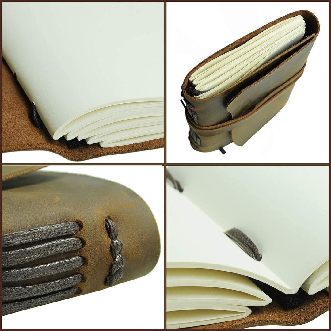 Leder Tagebuch Notizbuch Journal Geschenk Set mit Antik Leder Lesezeichen + Stift, handgefertigt Sch