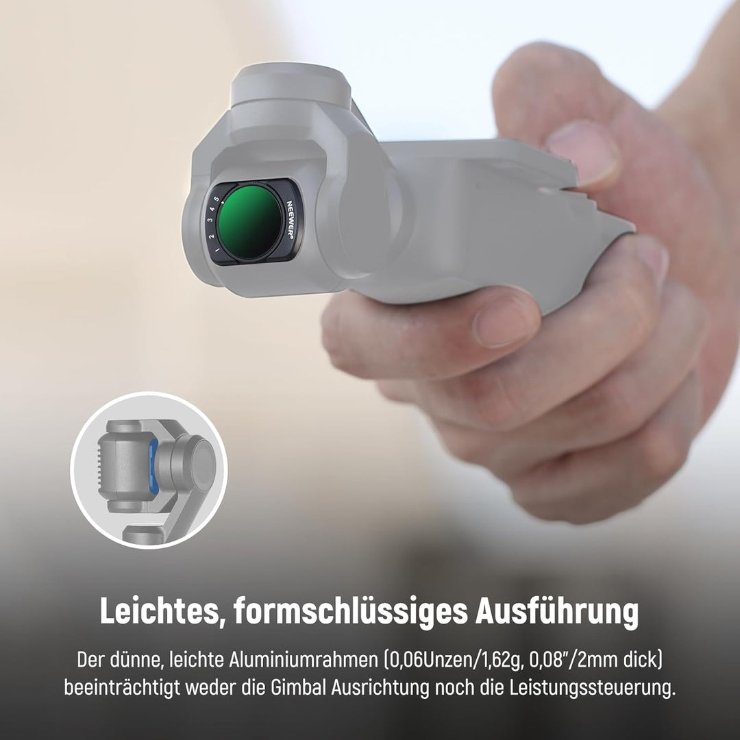 NEEWER Variabler ND Filter kompatibel mit DJI Osmo Pocket 3 Creator Combo Zubehör, magnetischer ND2-
