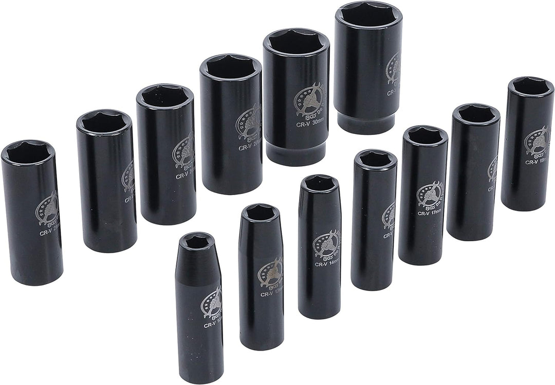 BGS Diy 95207 | Kraft-Steckschlüssel-Einsatz-Satz | Antrieb 12,5 mm (1/2") | SW 10 - 32 mm | 13-tlg.