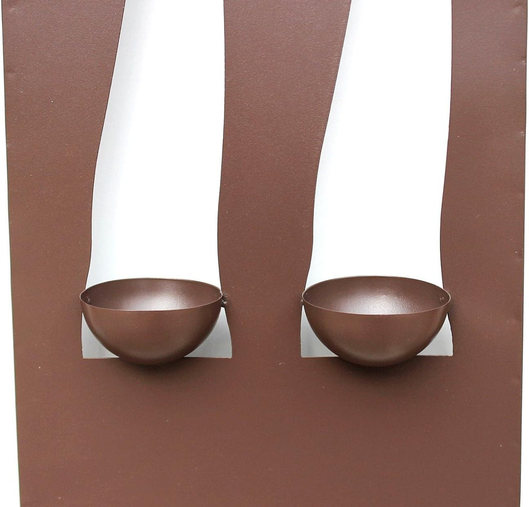 Kerzenhalter Windlicht "Flamme" 60x16x20cm 2-flammig Kerzenleuchter Metall Braun Metalldekoration z.