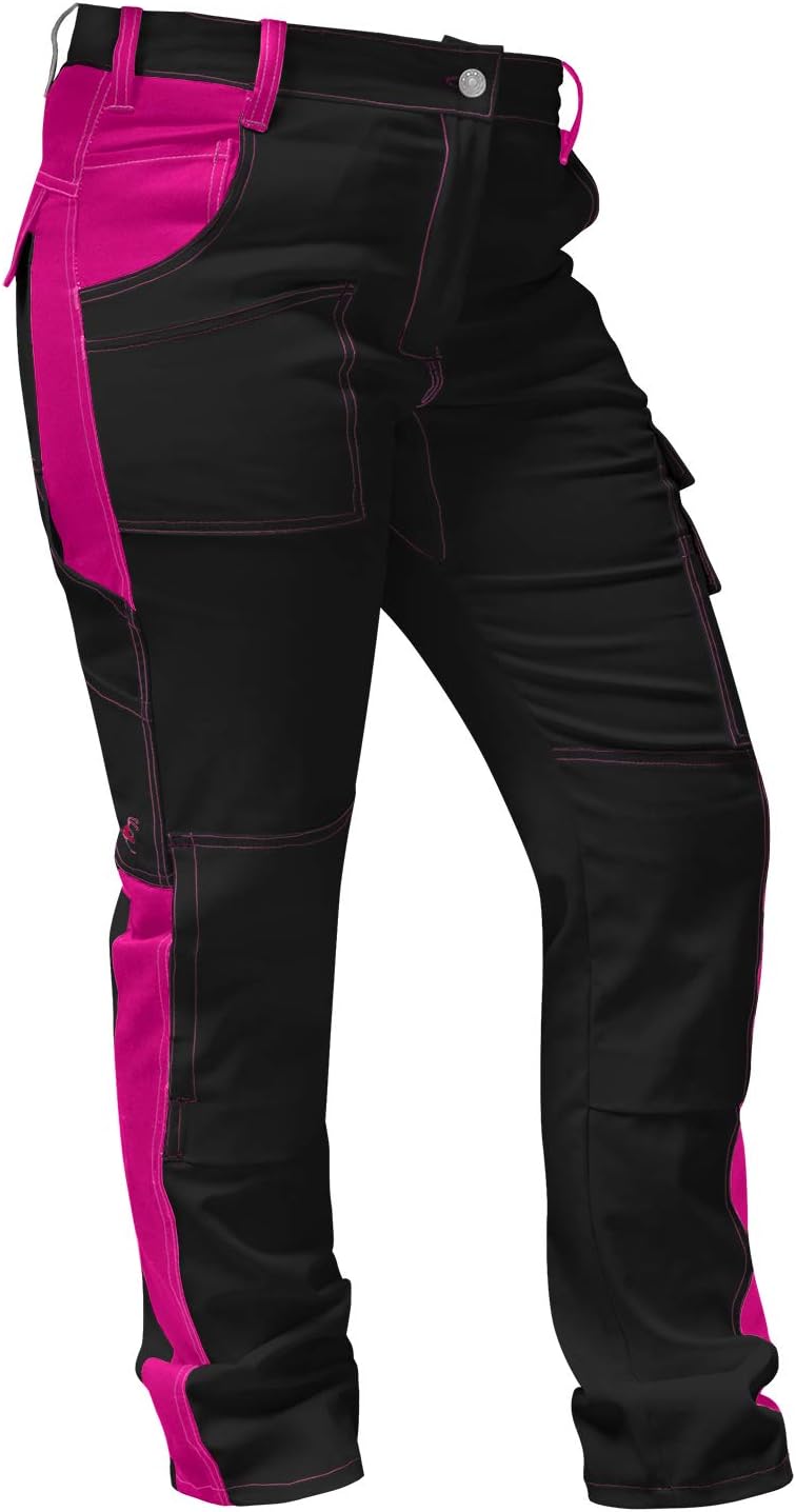 strongAnt Damen Arbeitshose komplett Stretch für Frauen Bundhose mit Kniepolstertaschen Schwarz Grau