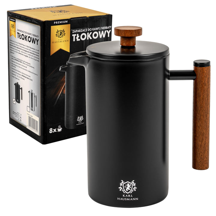 Thermo French Press - 1 Liter / 8 Tassen - Kaffeebereiter aus Edelstahl - Doppelwandig - Hält lange