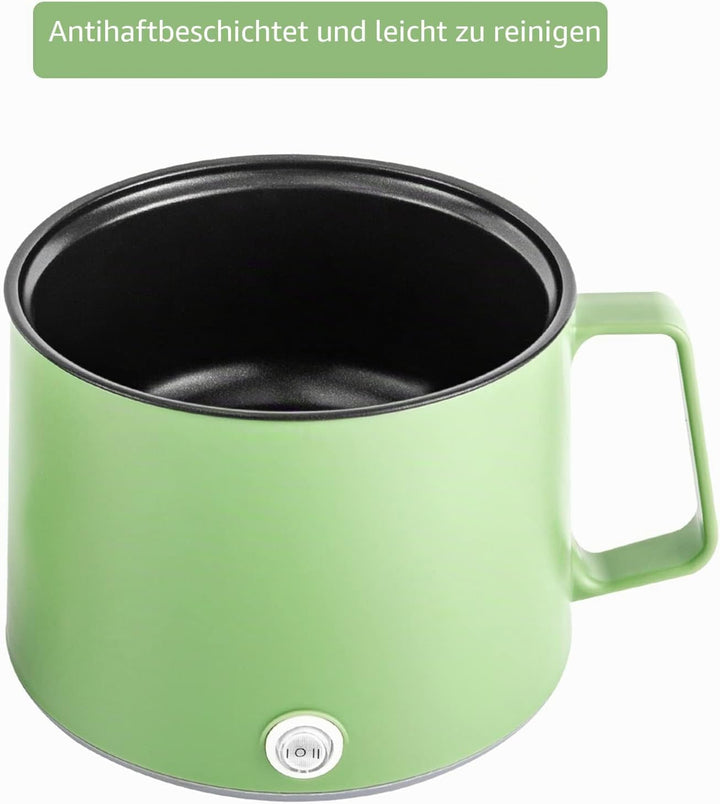 WEIGR Kochtopf Elektrischer, 600W Hot Pot Ramen Cooker, Antihaft Cooking Pot mit Dämpfkorb, tragbare