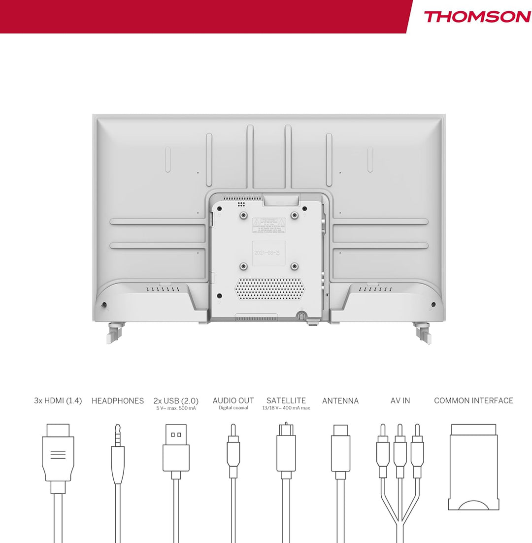 THOMSON 32 Zoll (80 cm) LED HD Weiss Easy TV – Kein Smart – Hotel Mode, USB, HDMI, Triple-Tuner (Kab
