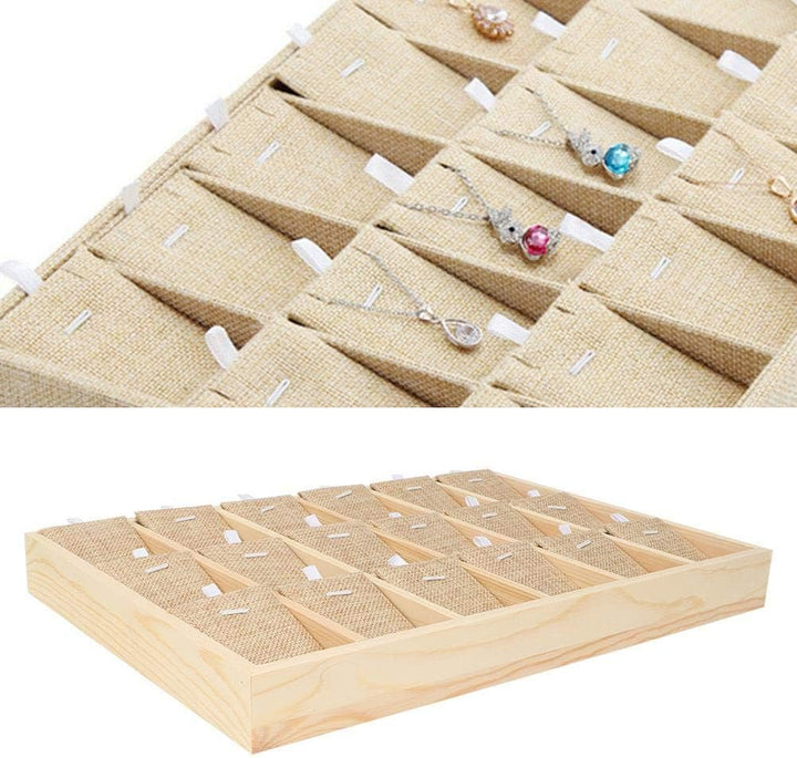 Zerodis Schmuckablage Holz Samt Tablett Vitrine Aufbewahrungskoffer Holz Samt Schmuck Display Schmuc