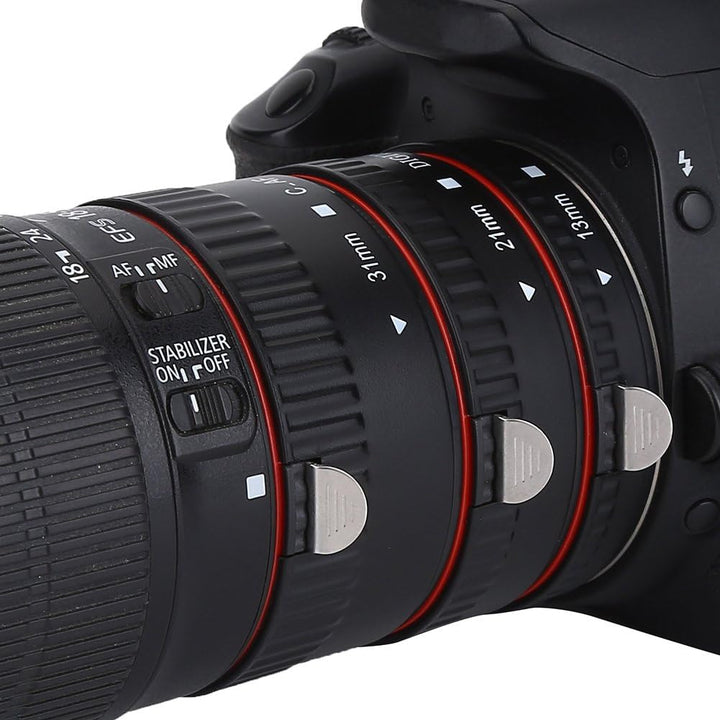 Lazmin Adapterringe-Set, Red Metal Auto Focus Macro Extension Tube Set für EOS EF Objektiv, 3 Ringe